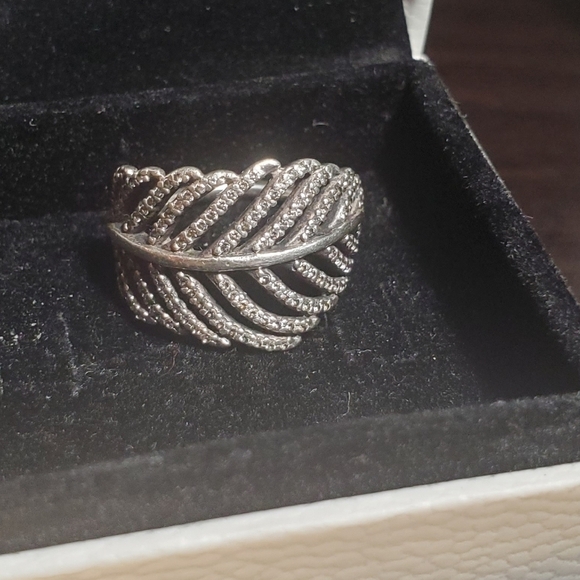 PANDORA Light as a Feather Clear CZ Ring Size 50 - Picture 6 of 15
